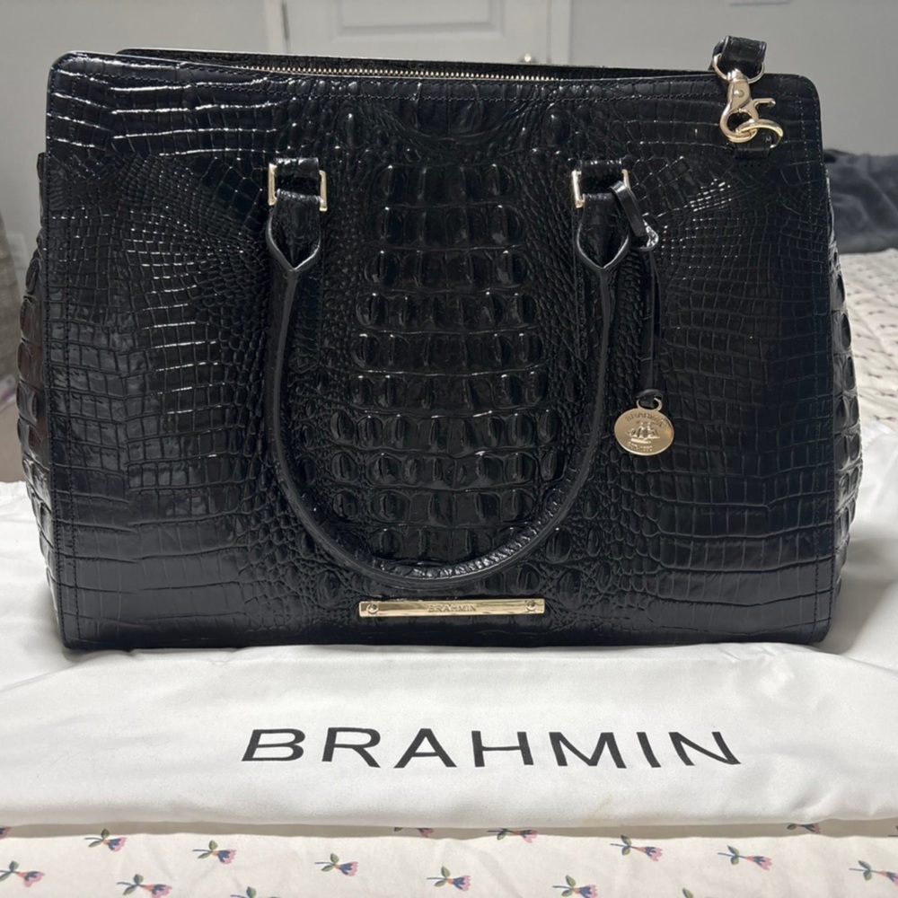 Brahmin Black and Tan Handbag